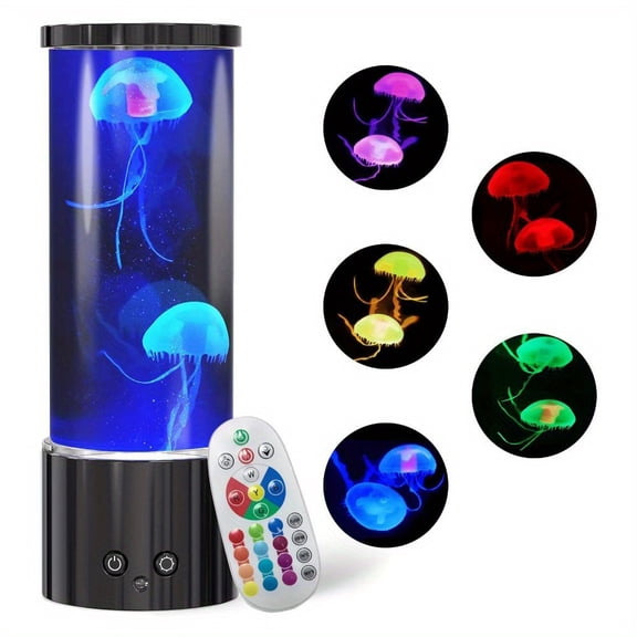 Vibrant Jellyfish-Themed Lava Lamp with Multi-Color LED Lights and Gentle Motion - Soothing Mood Lighting for Bedrooms and Home Decor - Plug-in Illuminated Aquatic Display Lamp