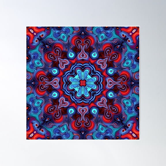 Vibrant Kaleidoscope Psychedelic Chaos Poster Wall Art, Modern Wall Decor, 24x36 UNFRAMED