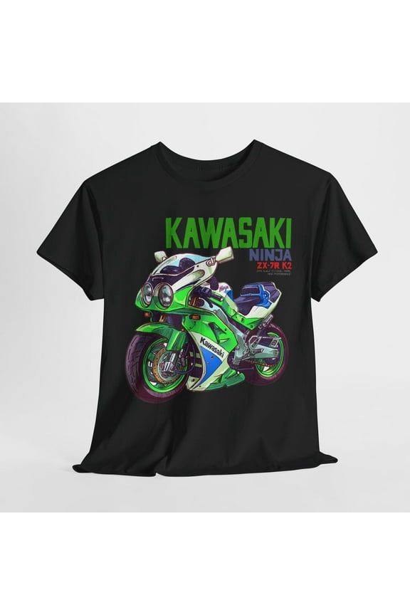 Vibrant Kawasaki Ninja ZX-7R K2 T-Shirt - Bold Comic Style Motorcycle Art Wear