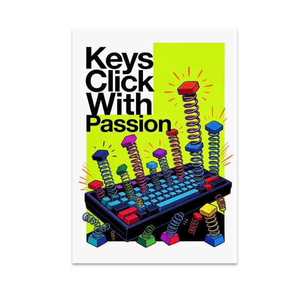 Vibrant Keyboard Wall Art - Mechanical Keyboard Enthusiast - 13x19 Poster Print