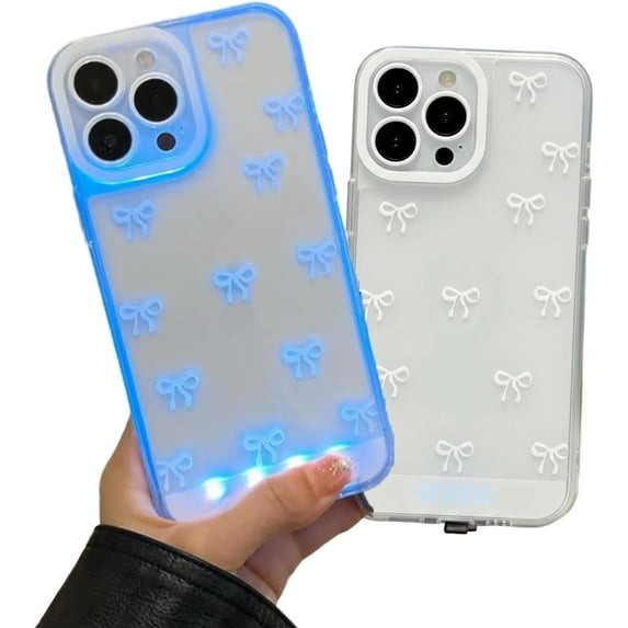 Vibrant LED Bowknot Phone Case, Built-in Colorful Glowing Cover with Flash Light, Sound Activated LED Case for Most Smartphones