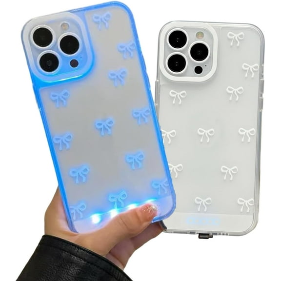 Vibrant LED Bowknot Phone Case, Built-in Colorful Glowing Cover with Flash Light, Sound Activated LED Case for Most Smartphones