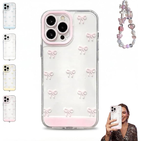Vibrant LED Bowknot Phone Case, Built-in LED Colorful Glowing Cell Phone Cover for iPhone 11/12/13/14/15/16/17 Pro/Pro Max, Incoming Call Flash, Raised Bezel for Parties & Daily (15,Pink)