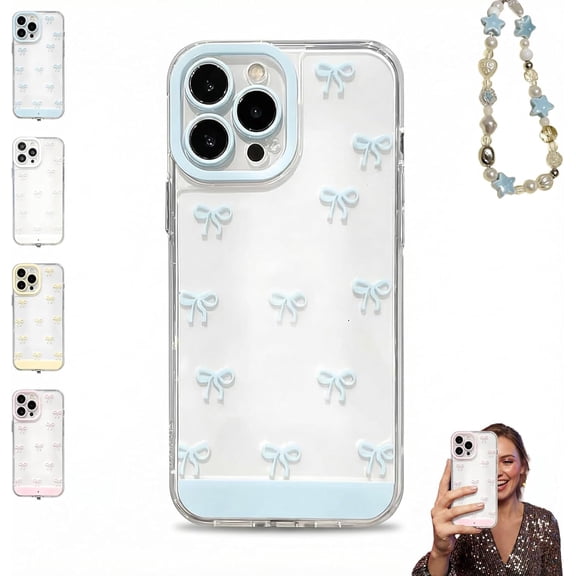 Vibrant LED Bowknot Phone Case, Built-in LED Colorful Glowing Cell Phone Cover for iPhone 11/12/13/14/15/16/17 Pro/Pro Max, Incoming Call Flash, Raised Bezel for Parties & Daily (11,Blue)