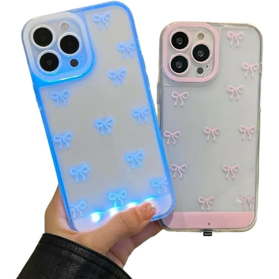 Vibrant LED Bowknot Phone Case,Colorful Glowing Light-Up Case, Sound & Tap Activated, for iPhone 11 12 13 14 15 16 17 Pro/Pro Max