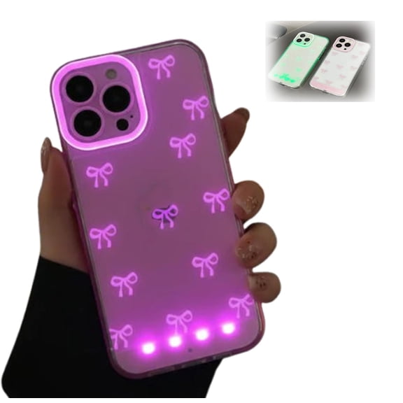 Vibrant LED Bowknot Phone Case, Light Up Phone Case with Incoming Call Flash, Compatible with iPhone