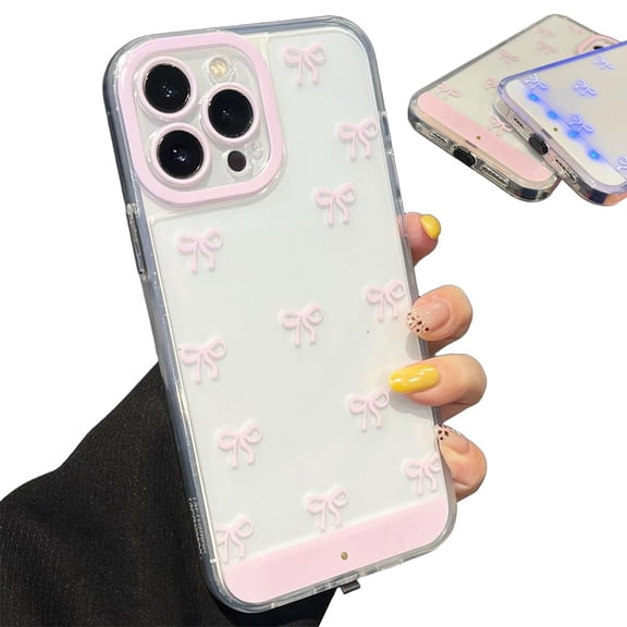Vibrant LED Bowknot Phone Case, Light Up Phone Case with Multiple Colors & Flash Modes for IPhone 11/12/13/14/15/16/17 Pro/max
