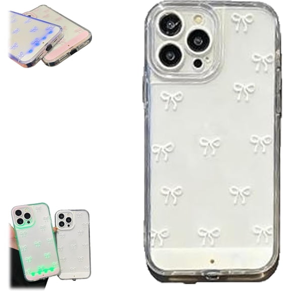 Vibrant LED Bowknot Phone Case, Luminous Bowknot Style Phone Case for iPhone 17/16 Plus, Pro, Max