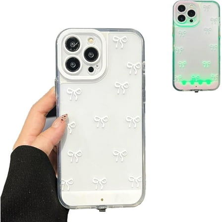 Vibrant LED Bowknot Phone Case for iPhone 17/16/15/14/13/12/11 Plus Pro Max, 2026 New Upgrade Luminous Coquette Style Light-Up Case, Cute Glow, Full Protection (17,White)