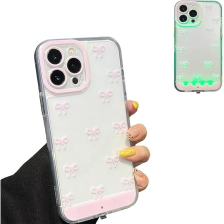 Vibrant LED Bowknot Phone Case for iPhone 17/16/15/14/13/12/11 Plus Pro Max, 2026 New Upgrade Luminous Coquette Style Light-Up Case, Cute Glow, Full Protection (17pro,Pink)