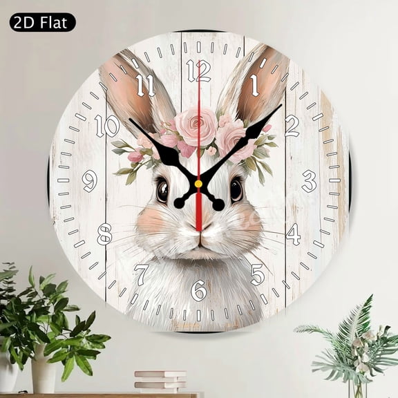 Vibrant Ladybug Welcome Floral Round Wall Clock Silent Non Ticking Teal Home Decor