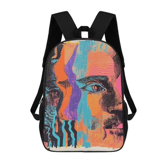 Vibrant Layered Abstract Faces Backpack Backpack Student Backpack Cartoon Canvas Backpack