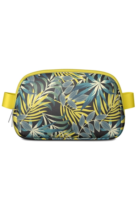 Vibrant Leaf Pattern Fanny Pack – Palm and Botanical Style Belt Bag for Hawaiian Getaways