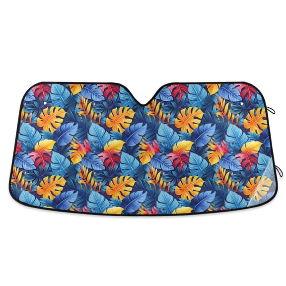 Vibrant Leave Car Windshield Sun Shade Foldable Car Front Window Visor Heat and UV Protection 53x23.5