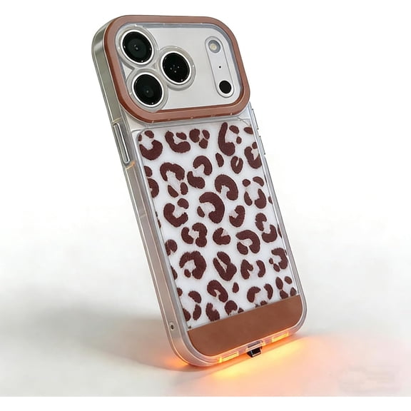 Vibrant Led Bowknot Phone Case, Compatible with iPhone 16/17 Pro/Pro Max, Tap-to-Glow, Shockproof & Scratch-Resistant Slim TPU Cover, Trendy Bow Design (B - Brown,iPhone 17 Pro Max)