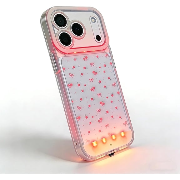 Vibrant Led Bowknot Phone Case, Compatible with iPhone 16/17 Pro/Pro Max, Tap-to-Glow, Shockproof & Scratch-Resistant Slim TPU Cover, Trendy Bow Design (C - White,iPhone 16 Pro)