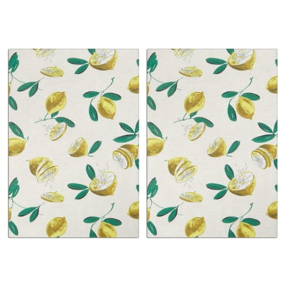 Vibrant Lemon Kitchen Towels Set of 2, 18x26 Inch Soft Absorbent Dish Towels, Fruit Design Tea Towels and Hand Towels for Home Decor, Perfect for Kitchen Use