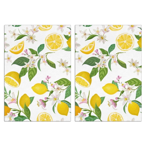 Vibrant Lemon Kitchen Towels Set of 2, 18x26 Inch Soft Absorbent Dish Towels, Fruit Design Tea Towels and Hand Towels for Home Decor, Perfect for Kitchen Use