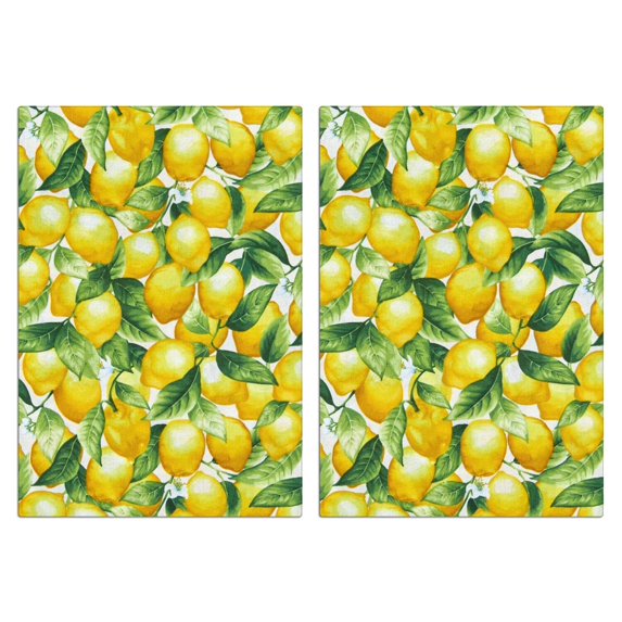 Vibrant Lemon Kitchen Towels Set of 2, 18x26 Inch Soft Absorbent Dish Towels, Fruit Design Tea Towels and Hand Towels for Home Decor, Perfect for Kitchen Use