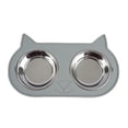 thumbnail image 1 of Vibrant Life 0.95-Cup Silicone and Stainless Steel Cat Double Dinner Pet Bowls, Gray, 1 of 7