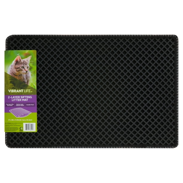 Vibrant Life 2Layer Sifting Cat Litter Mat, Black, 21.3" x 14