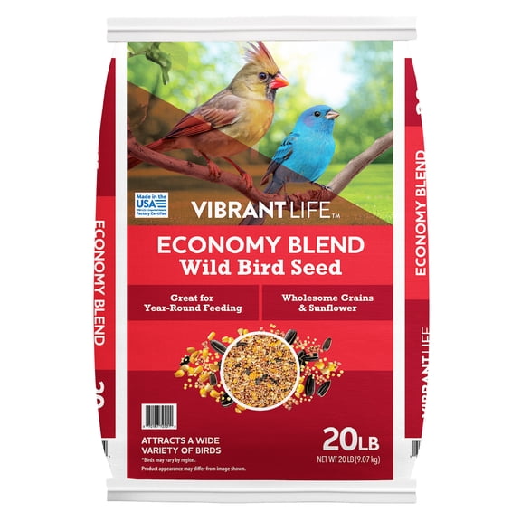 Vibrant Life Economy Blend Wild Bird Seed with Black Oil Sunflower, 20 lb.