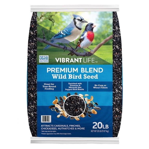 Vibrant Life Premium Blend Wild Bird Seed, 20 lb Bag