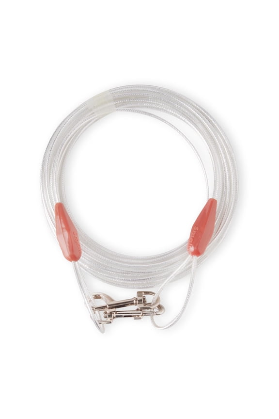 Reflective Vinyl-Covered Tie-Out Cable for Dogs, S, 25'