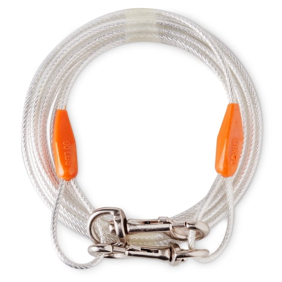 Vibrant Life Reflective Vinyl-Covered Tie-Out Cable for Dogs, L, 25'
