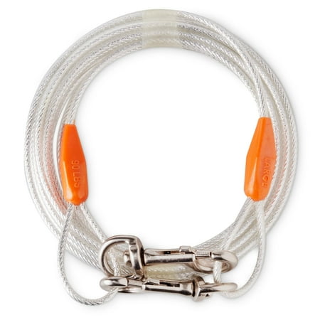 Vibrant Life Reflective Vinyl-Covered Tie-Out Cable for Dogs, Large, 25'