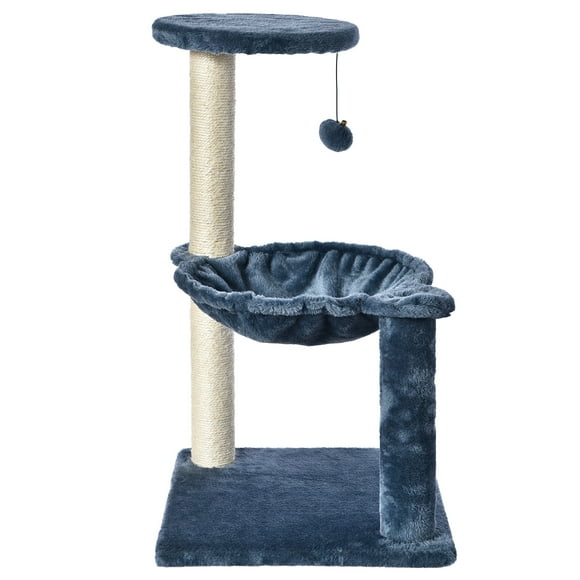 Vibrant Life 3-Level Cat Tower with Hammock and Sisal Post, 26.7 inch, Blue