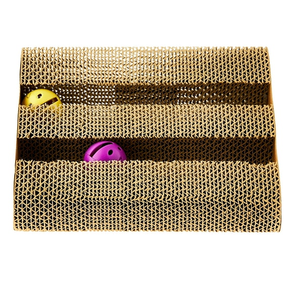 Vibrant Life 3-Sided Corrugated Cardboard Activity Center, Cat Scratching Pad, Multicolored, O/S