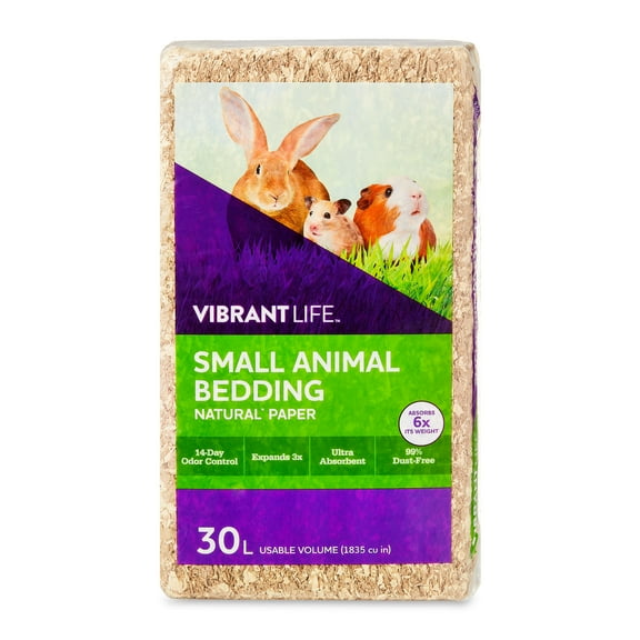Vibrant Life Small Animal Bedding, Natural Paper, 30 L Bag