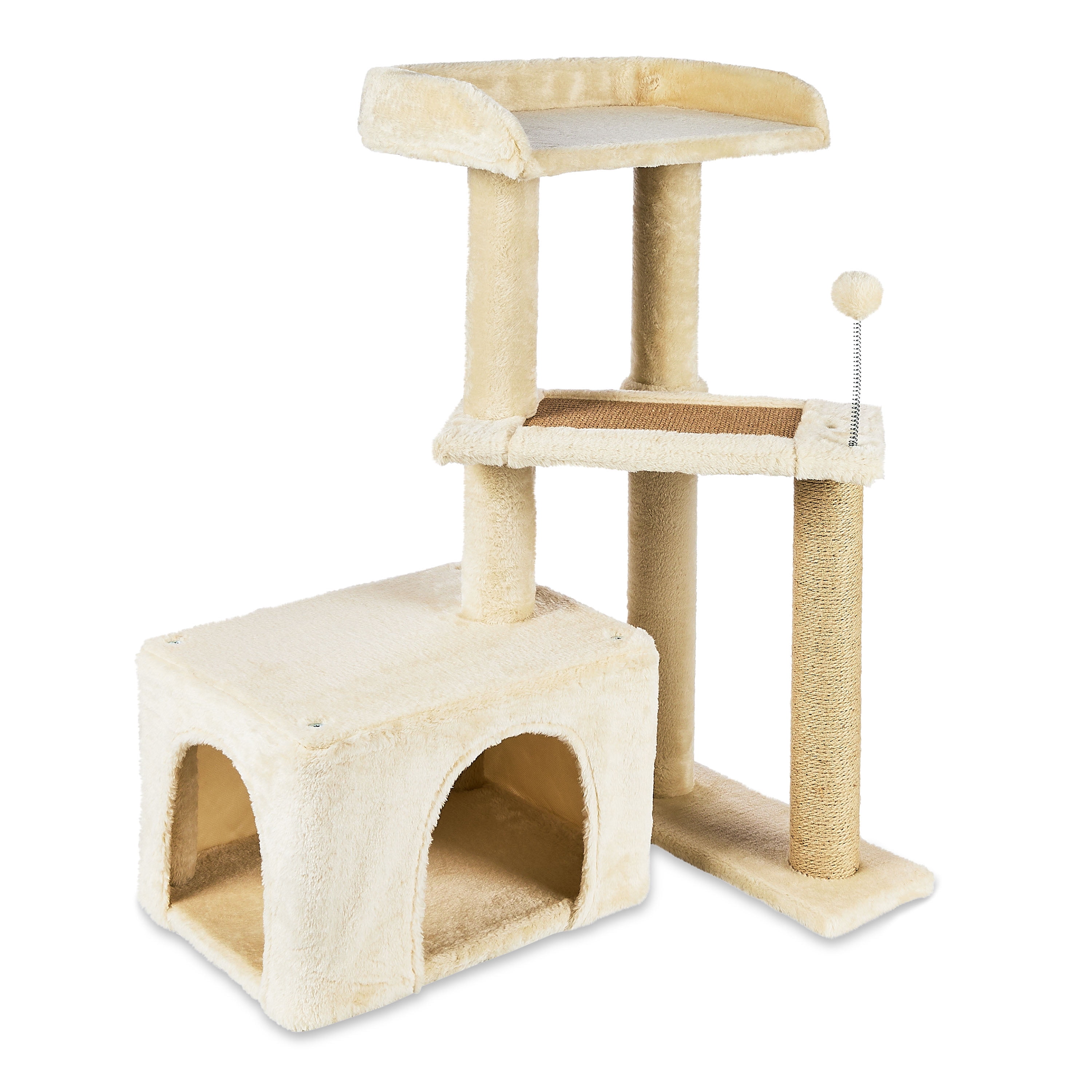 Vibrant Life 31inch High Cat Condo with Lookout Tower Beige Walmart Business Supplies