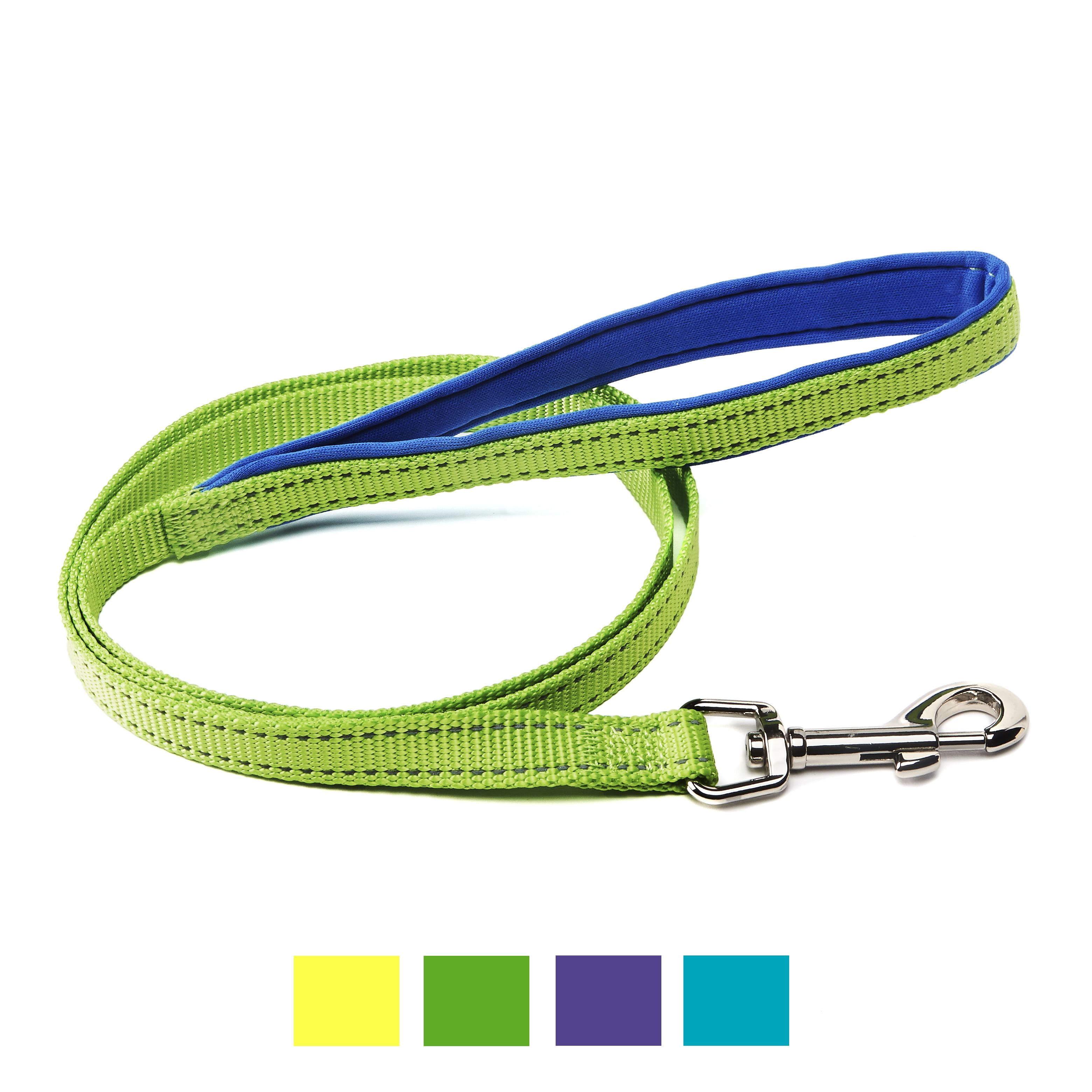 Vibrant Life 4' Nylon Metal Standard Dog Leash, Neon Green, Medium