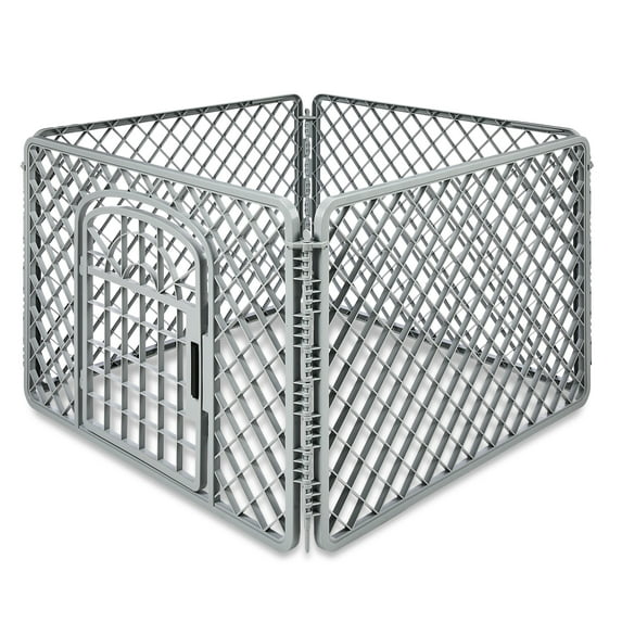 Vibrant Life 4-Panel Pet Playpen, 24”H Dog Fence with Door for Indoor and Outdoor Use