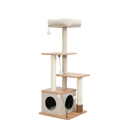 Vibrant Life 5-Level 50" Multi-Functional Cat Tree with Condo Perch Sisal Posts, Beige