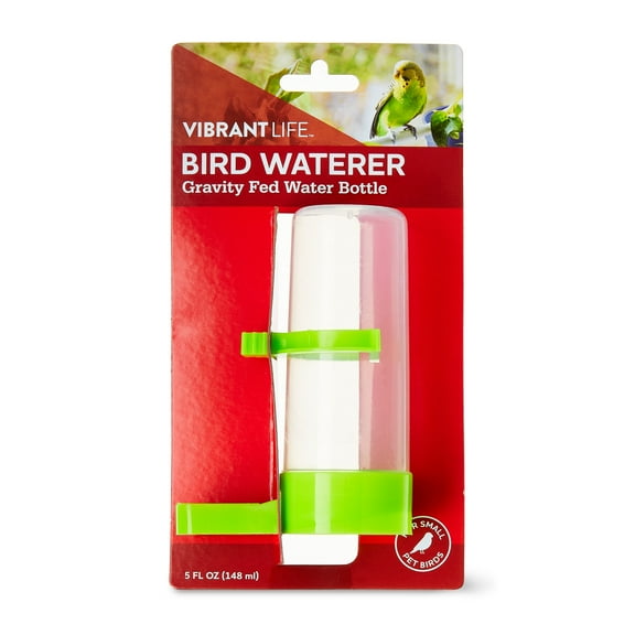 Vibrant Life Gravity Fed Water Bottle Bird Waterer, 5 fl oz