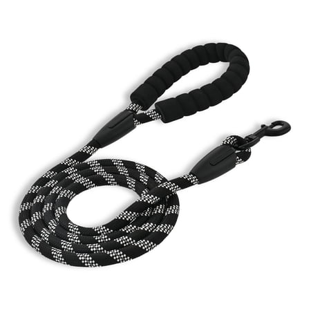 Vibrant Life 6' Padded Handle Reflective Rope Leash, Black and White, M/L
