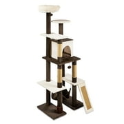 Vibrant Life 7-Level 65" Multi-Functional Cat Tree Activity Tower with Hammock, Brown & Cream