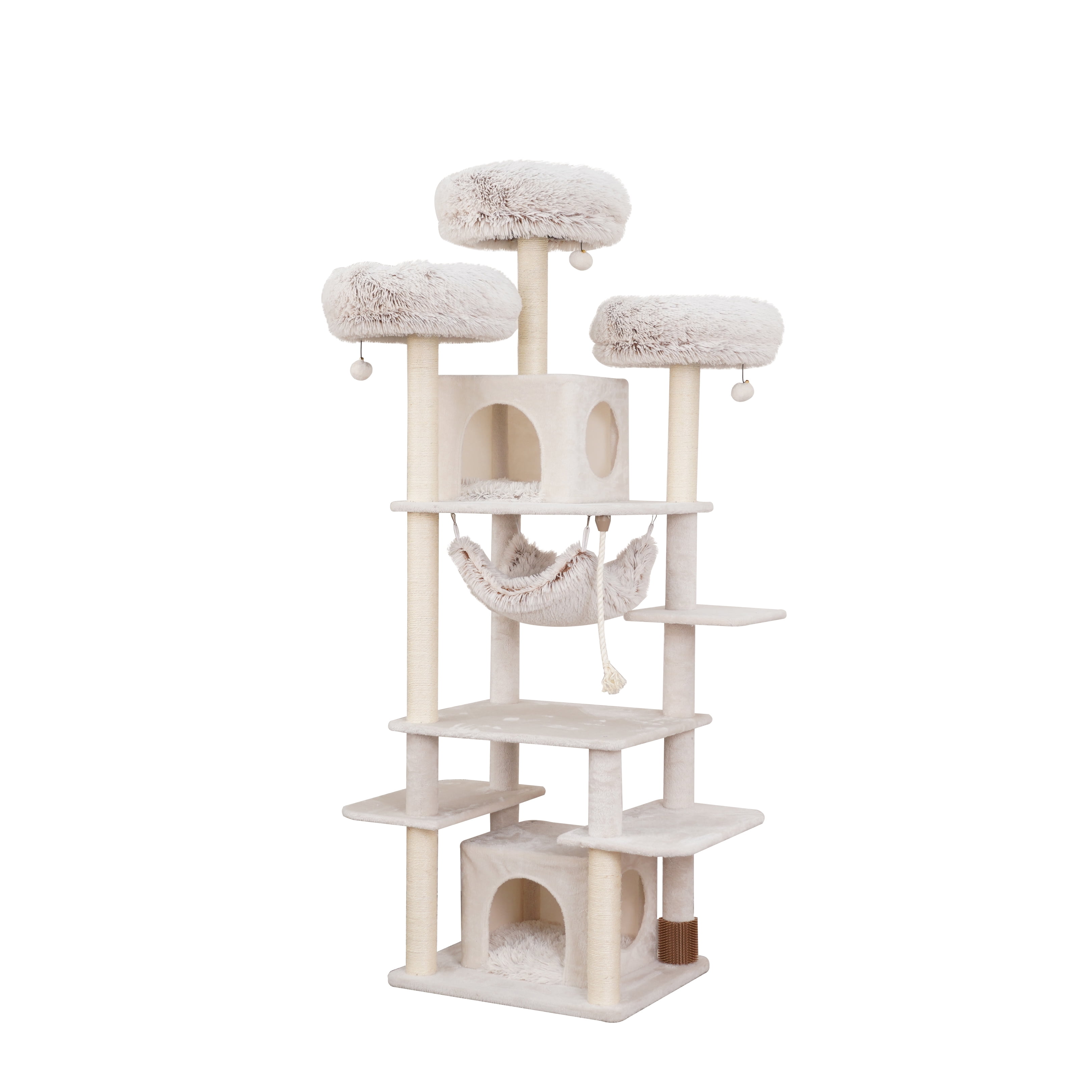 Vibrant Life 8-Level 73" Cat Tree Sanctuary with Condos  Hammock Perches Toys, Cream