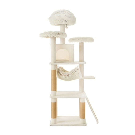 Vibrant Life 73" Large Multi-Functional Cat Tree with Condo, Hammock and Scratching Posts, Beige