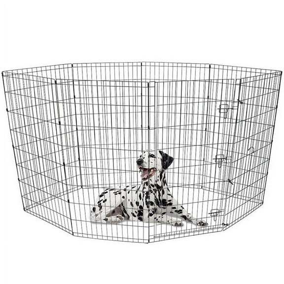 Vibrant Life Foldable 8-Panel Steel Wire Playpen for Dogs, Black, 48"