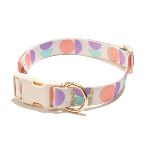 Vibrant Life Abstract Geometric Fashion Dog Collar, Multicolored Pastel Print, Medium