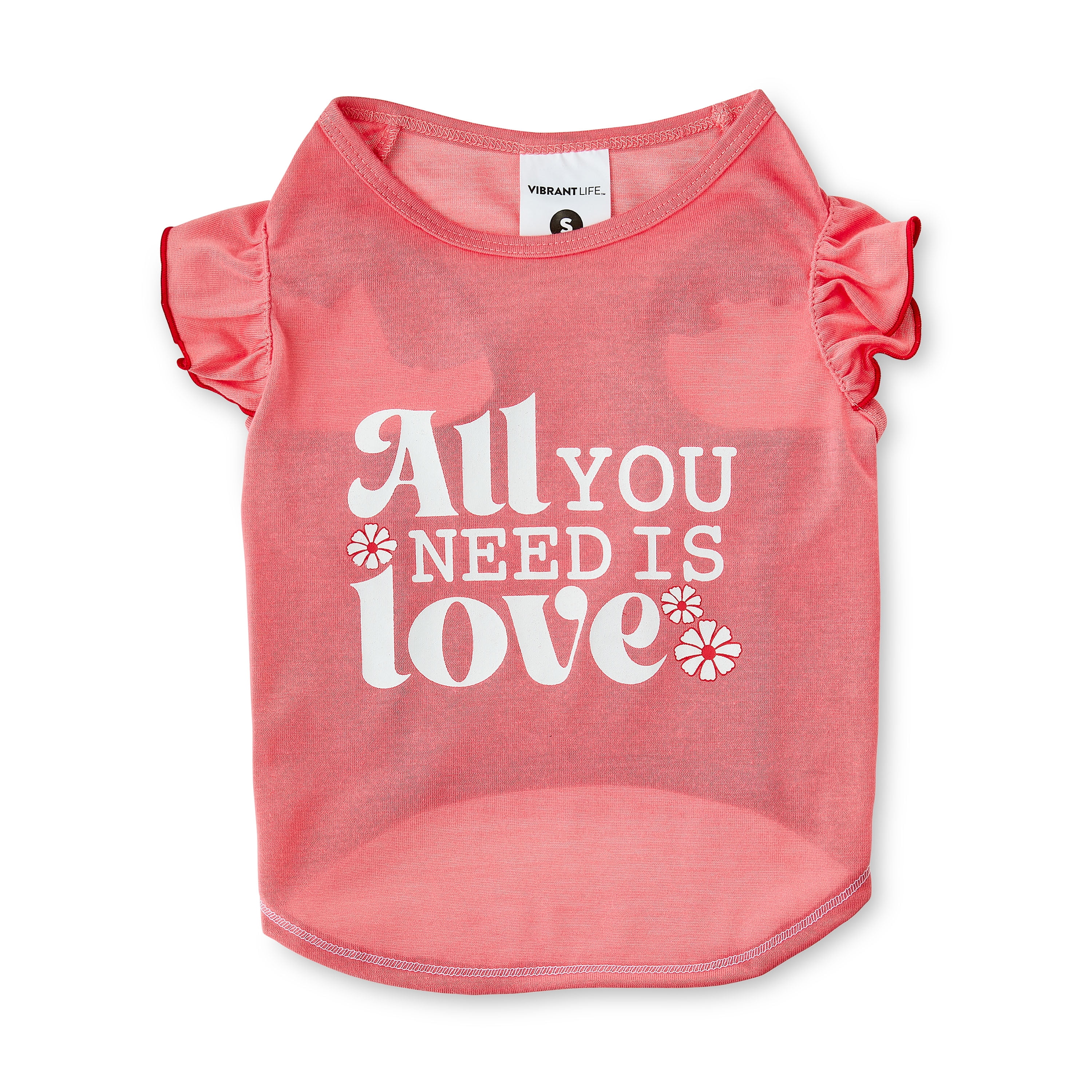 Vibrant Life All You Need Is Love Cat and Dog T-Shirt, Pink, Small
