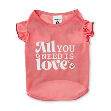 Vibrant Life All You Need Is Love Cat and Dog T-Shirt, Pink, Small
