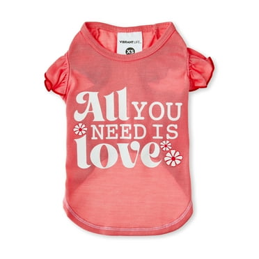 Vibrant Life All You Need Is Love Cat and Dog T-Shirt, Pink, XS