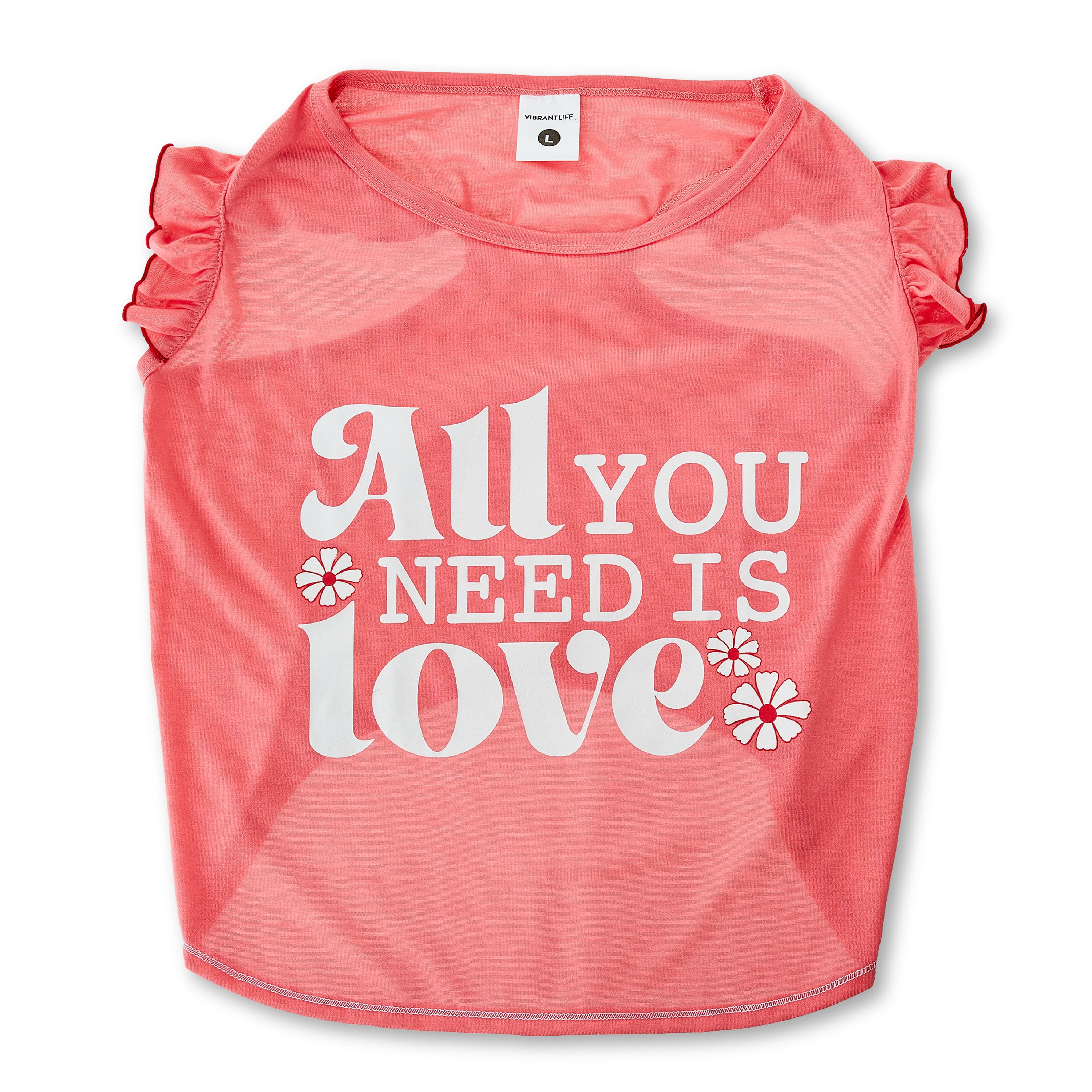 Vibrant Life, Dog Clothes, All You Need Is Love Pet T-Shirt, Pink, Large