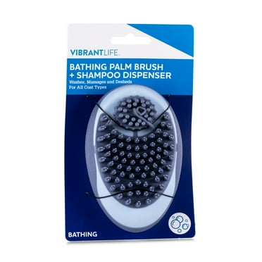 Vibrant Life Bathing Palm Dog Brush + Shampoo Dispenser | Dog Grooming Tool Hand Brush