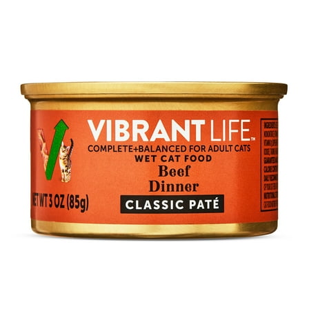 Vibrant Life Beef Dinner Classic Pate Wet Cat Food, Grain-Free, 3 oz Can